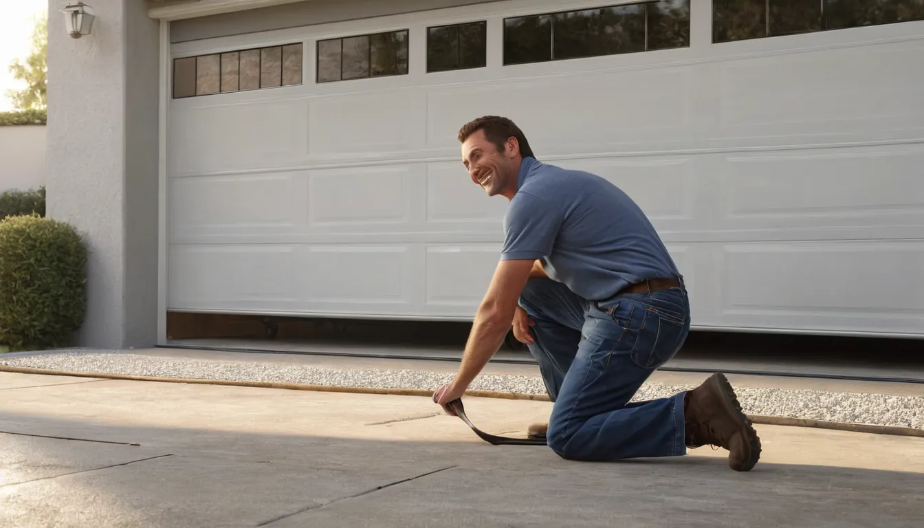 A provider checking garage door tracks in the Lloyd Harbor area